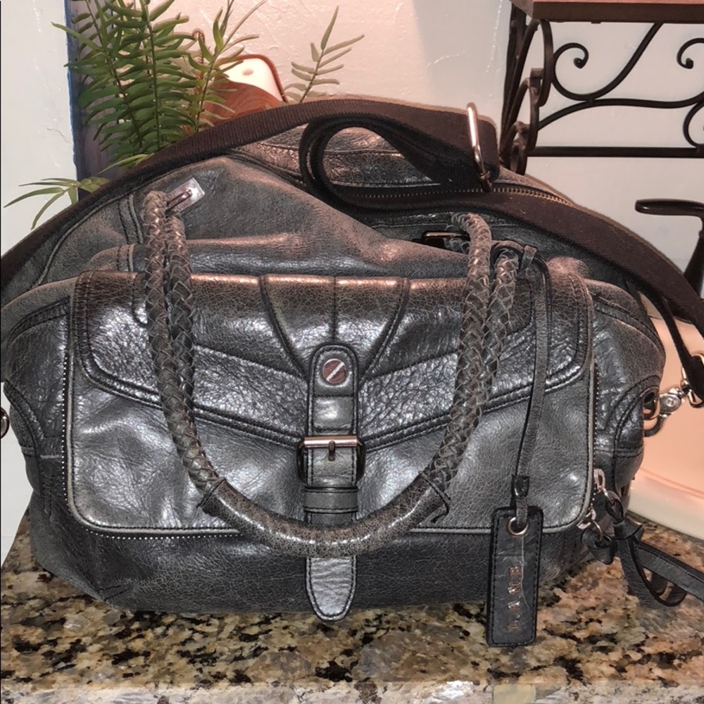 L.A.M.B. By Gwen Stefani black leather handbag